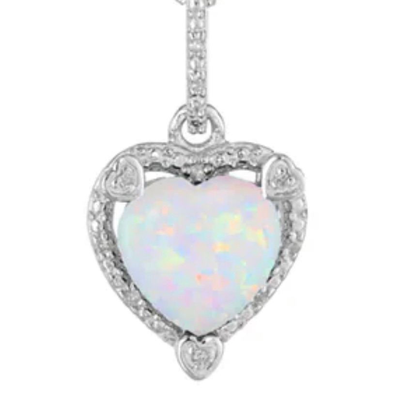 Created Opal And Diamond Necklace Created Opal And Diamond Necklace